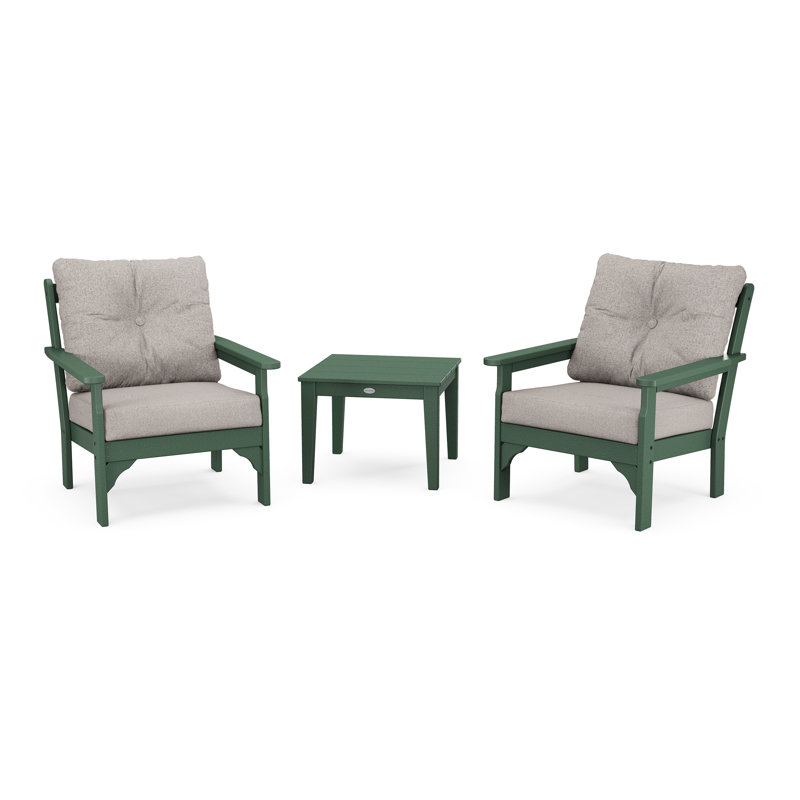 Vineyard 3-Piece Deep Seating Set, Cast Ash, Green