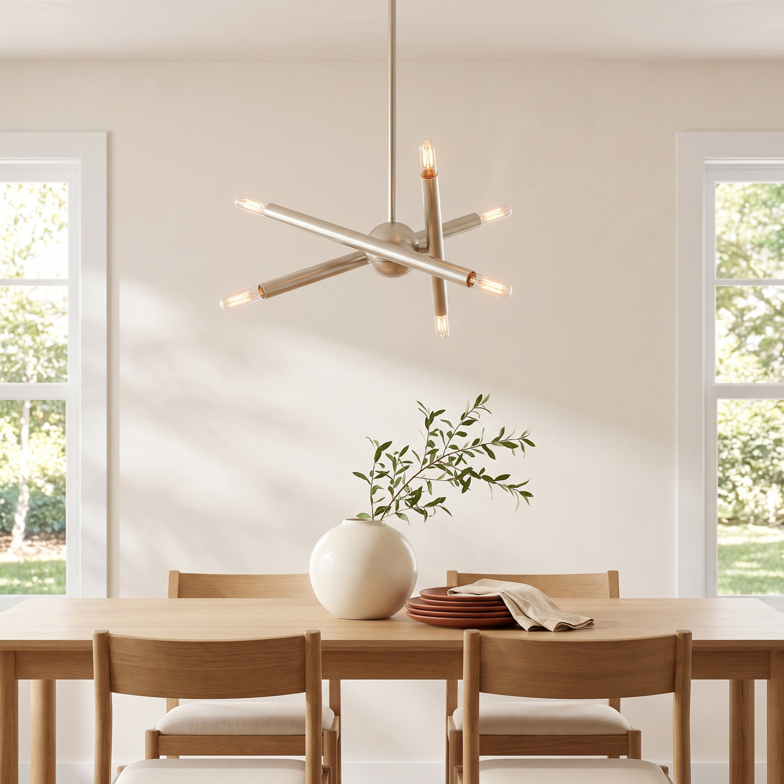 Poco 6 - Light Dimmable Chandelier, Brushed Nickel