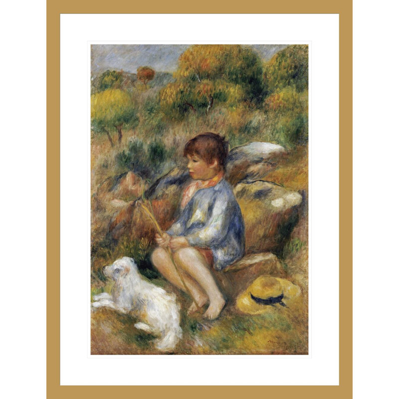 «Young Boy By a Brook» par Pierre-Auguste Renoir, impression giclée encadrée, H 29,5 po x l 22,62 po