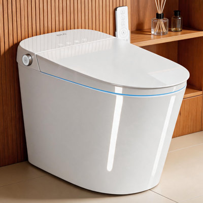 Smart Bidet Toilet with ADA Comfort Height, Elongated Dual Flush/Automatic Flush, Heated Seat,Auto Open & Close, Soft Close, Deodorizer, 1000g with MaP Power Flush,Blackout Flush