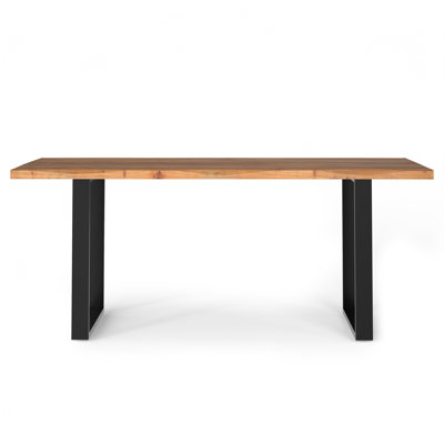 Hemma 72"W Solid Acacia Dining Table, Modern Industrial Style with Live Edge, Seats 6