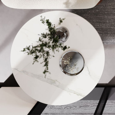 Round Sintered Stone Table Top 59" Indoor/Outdoor · Scratch & Heat Resistant · Fits Any Base, Suitable For DIY Countertop Renovation, Restaurant Table, Coffee Table, Dining Room Table, Patio Table, Party...