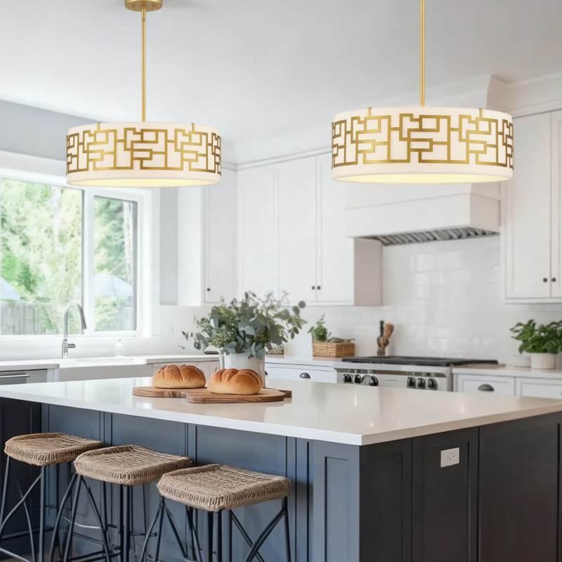20 po Lustre tambour avec cadre doré