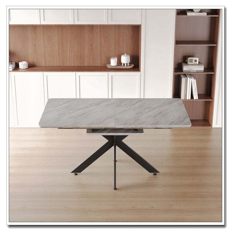 Table de salle à manger extensible 62,4 ", Gris