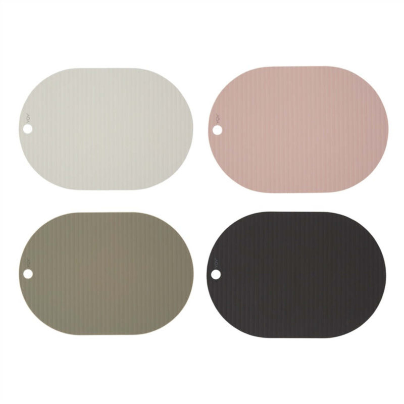 Ribbo Silicone Oval Placemats, Black