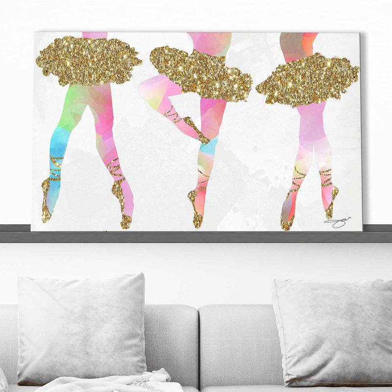 3 danseurs (horizontal) par By Jodi - impression, Toile tendue, H 28 po x l 48 po x P 1,5 po