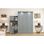 Grand lit escamotable avec armoire de rangement, support à vin, porte-verre, tiroirs et bande à DEL multicolore, gris-1363827431