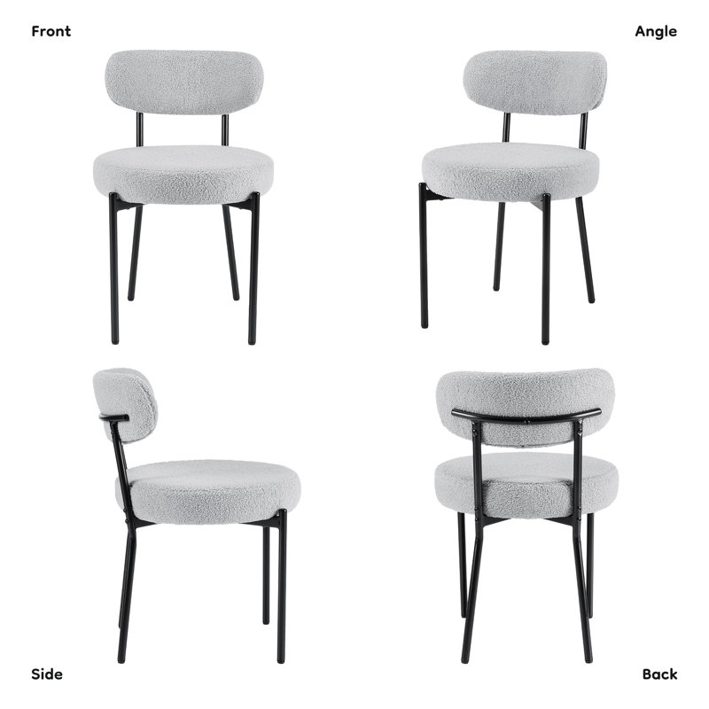 Ensemble de chaises de salle à manger rembourrées en tissu Sherpa avec dossier pour la salle à manger, la cuisine et le salon, comprend 6 chaises