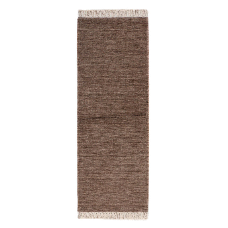 Tapis brun en laine / coton tissé à la main Muddy, Tapis de couloir 2 pi 7 po x 9 pi