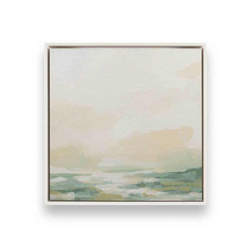 «Cloud-Kissed Landscape II», H 24,75 po x l 24,75 po, Blanc opaque