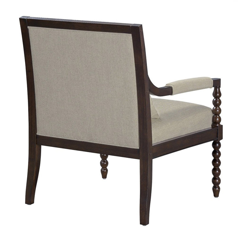 Philippe Dark Brown Microfiber Wood Accent Chair with Lumbar Pillow