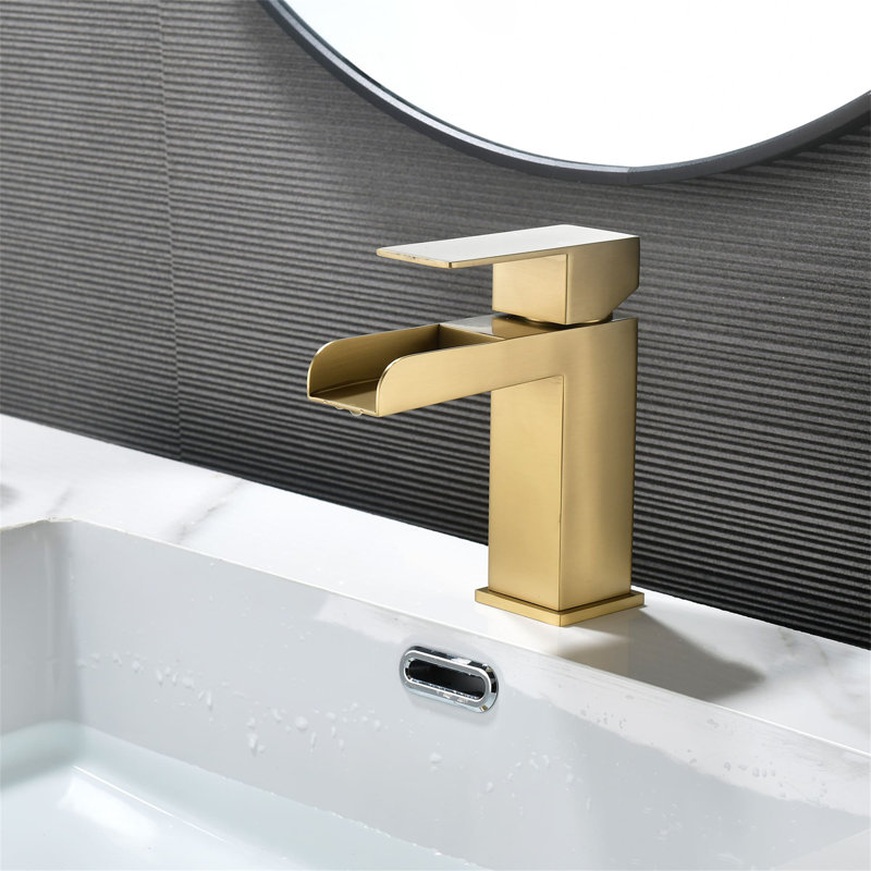 Single Hole Bathroom Faucet With Drain Assembly Waterfall Bathroom Sink Faucets Modern Single Handle Stainless Steel Bathroom Basin Mixer Taps With Deck Plate