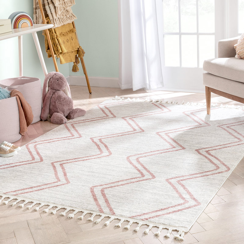 Kennedy Pink/Ivory Children's Rug, Rectangle 120 x 160cm
