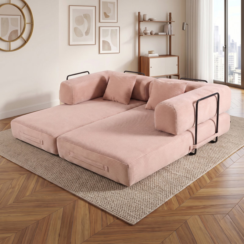 Canapé-lit convertible avec coussin, canapé-lit pliant pour salon, l 78,7 po, Pink