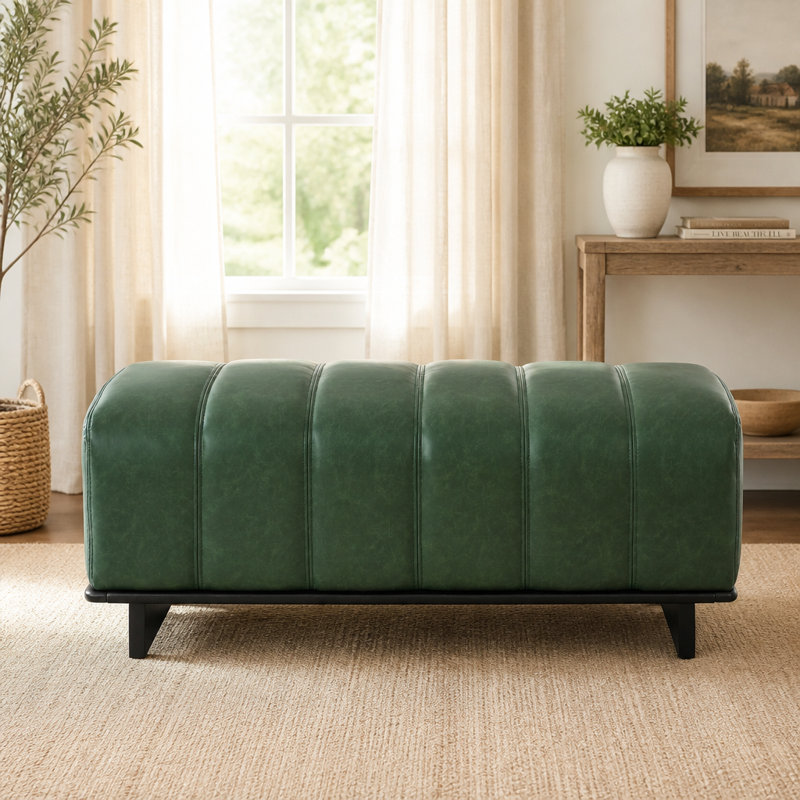 Banc de salle à manger rembourré vert moderne avec structure en bois robuste pour une assise intérieure confortable et polyvalente