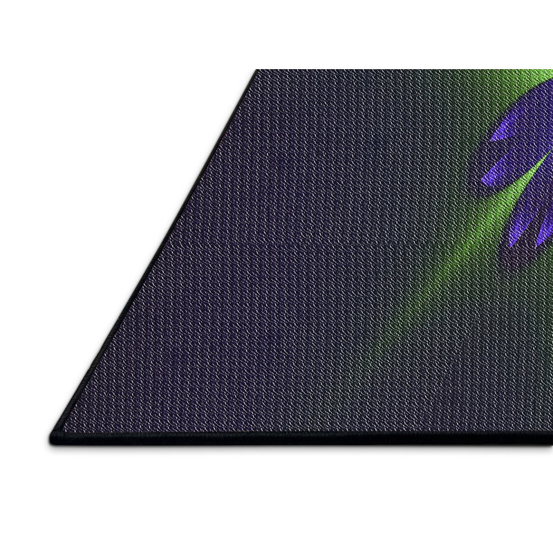 Tapis vert/noir tissé à la machine, Rectangle 7 pi x 9 pi