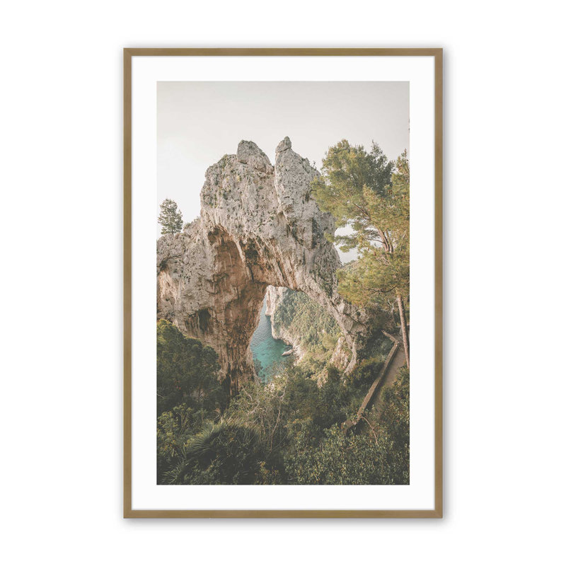Imprimé d'arche de la nature, Cadre simple brossé doré, H 21,25 po x l 17,25 po x P 1,25 po