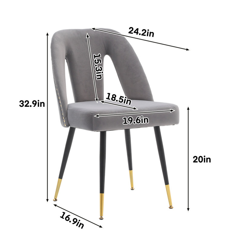 Chaise d'appoint rembourrée en velours (ensemble de 4), Gris