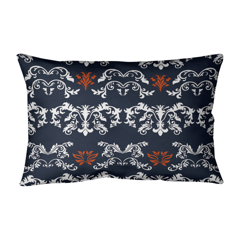 Housse de coussin rectangulaire et insert Chicago Football Baroque, Polyester filé, Noir / blanc / orange