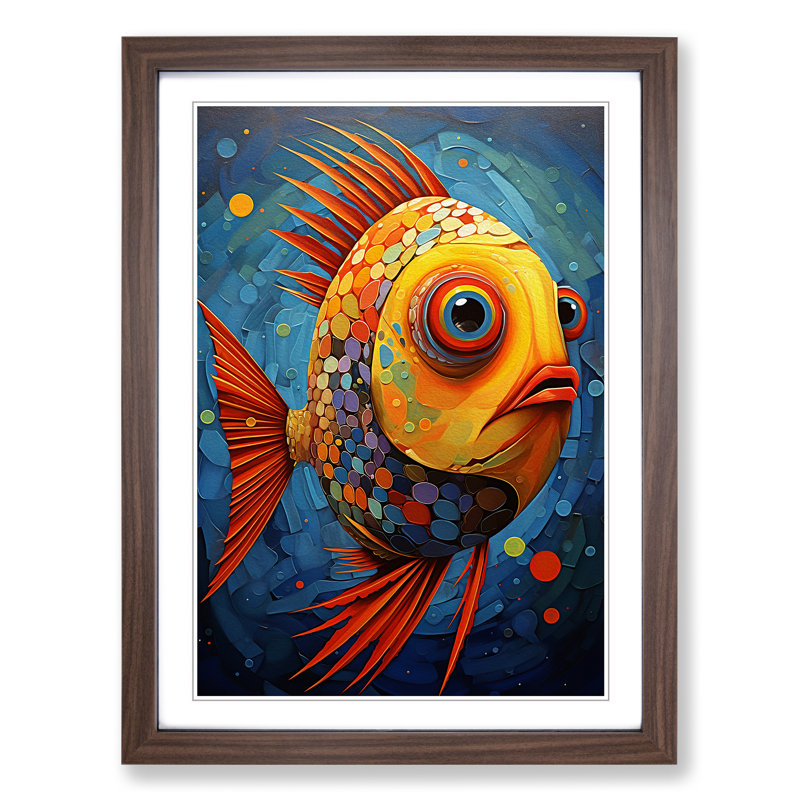 Fish Expressionism No.2 - Framed Print, Walnut, 34cm H x 25cm W x 2cm D