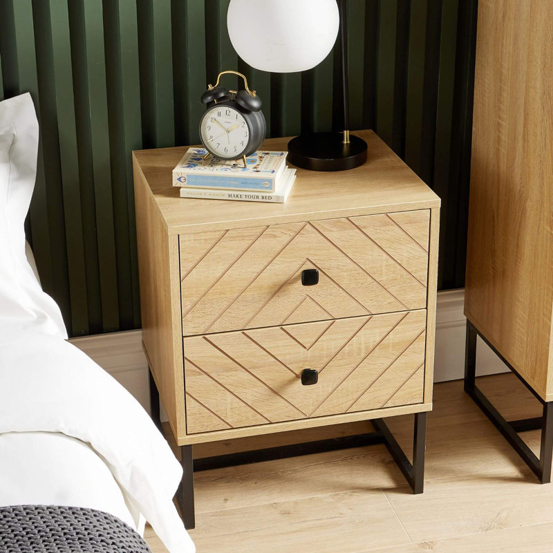 Landers 2 Drawer Modern Bedside Table