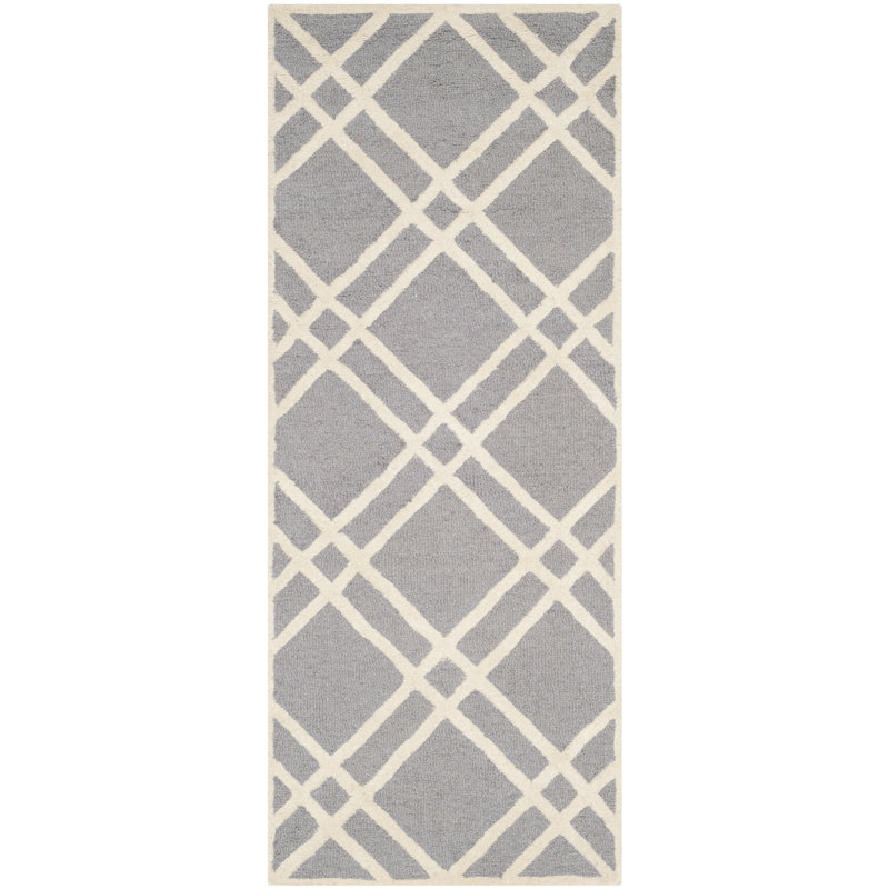 Deedgra Hand Tufted Wool Geometric Rug, Runner 2'6" x 6'