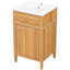 Meuble-lavabo en bois de 50 cm avec lavabo simple, en pin massif, charnières à fermeture douce, tiroir inclinable et tablette réglable pour salle de bain d'invités. Style moderne. Pieds en pin massif et céramique séparés.