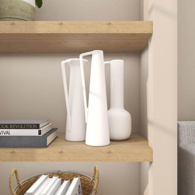 Cosmoliving By Cosmopolitan Ceramic Modern Vase, White, 17" H x 18" W x 6"D