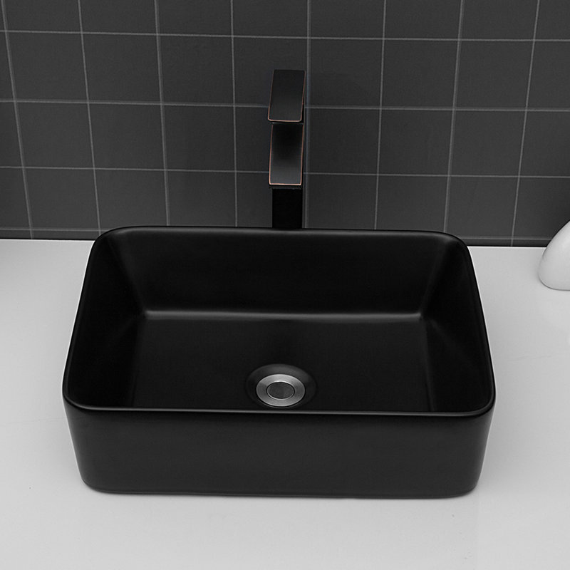 Rectangular Ceramic Vessel Bathroom Sink 19"x15"x5.5" - Black Widely Applied Utilized