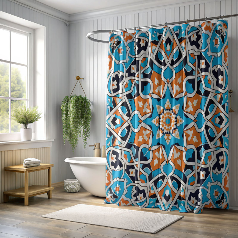 Rideaux de douche standard arabes 1 pièce, H 74 po x l 71 po