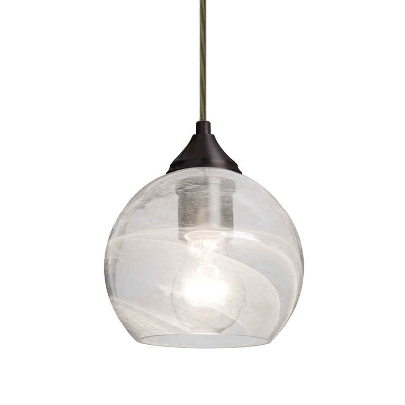 Luminaire sphère suspendu 1 lumières simple Ivers, Bronze, Vapeur transparente