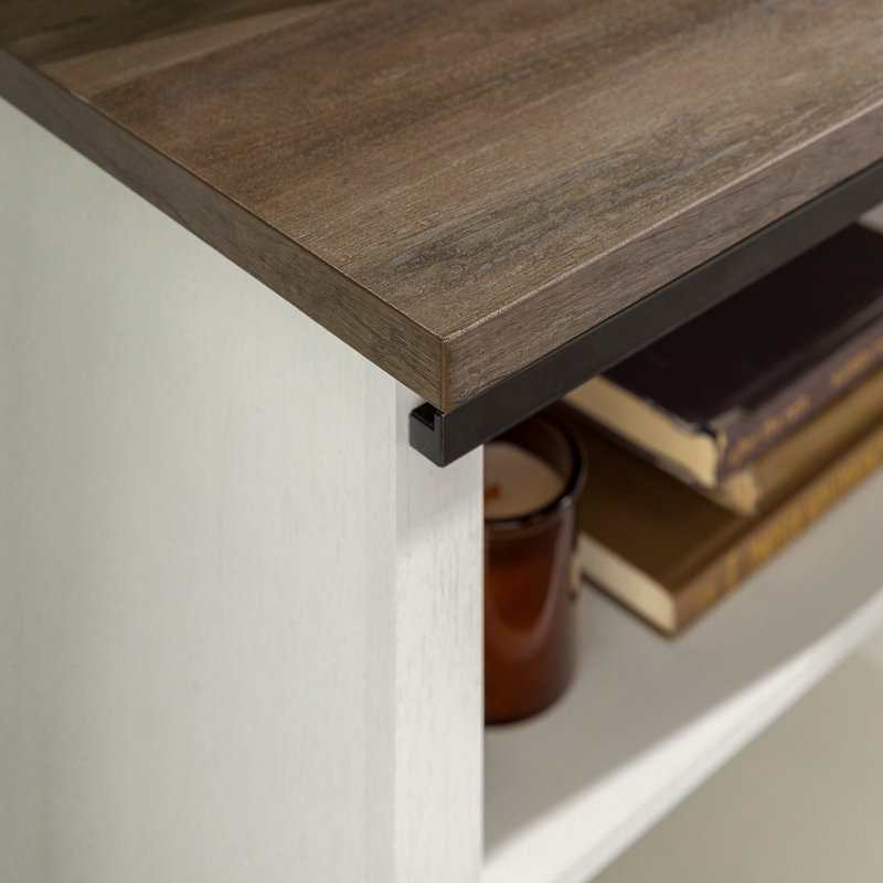 Carterton Sliding Door TV Stand for TVs, Rustic Oak/Brushed White, 28" H x 70" L x 16" W