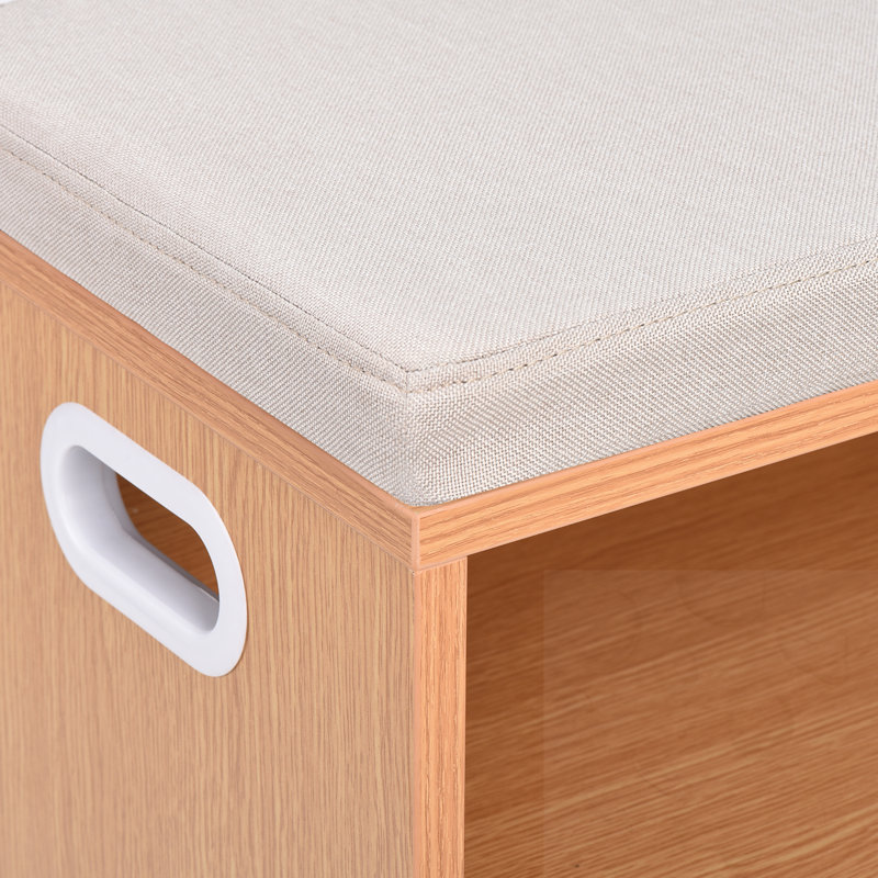 Petit banc à chaussures avec range-chaussures, Chêne, Beige
