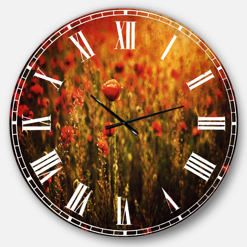 Dense Poppy Field At Sunset - Horloge murale traditionnelle, Surdimensionné