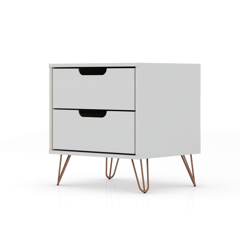 Rockefeller 20" Nightstand In White (2-Drawer), White