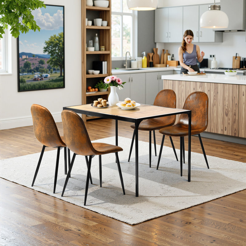 Milliken Oak Effect Dining Table, Dark Brown Wood