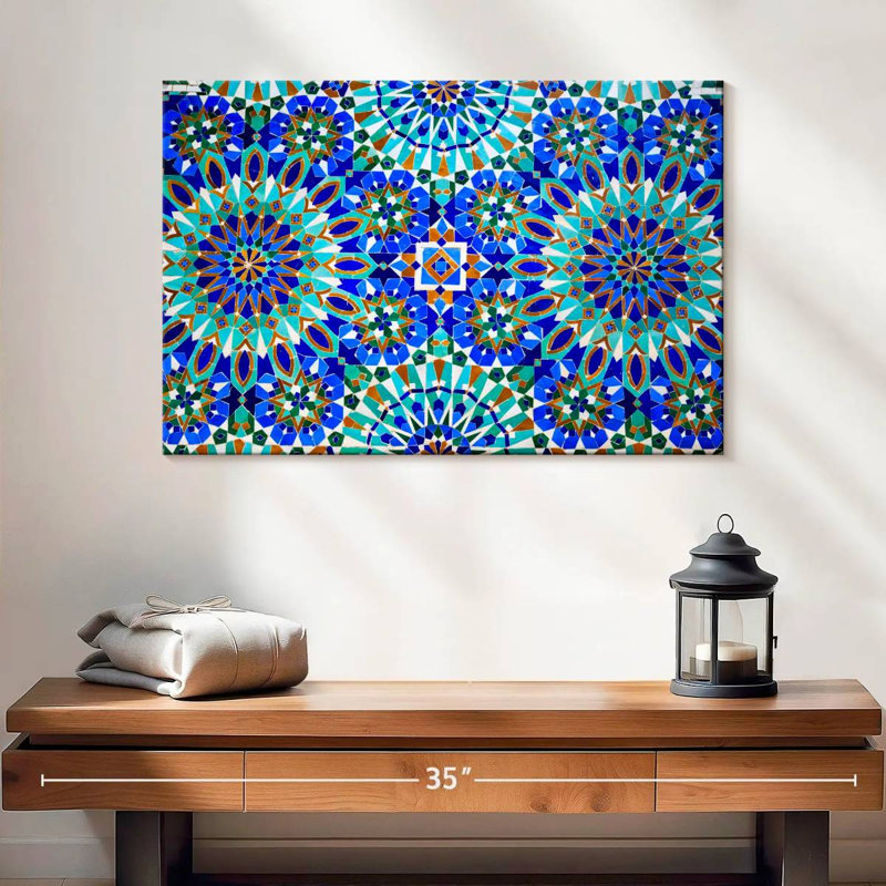 Mosaïque bleue Kerner en médina, H 16 po x l 24 po