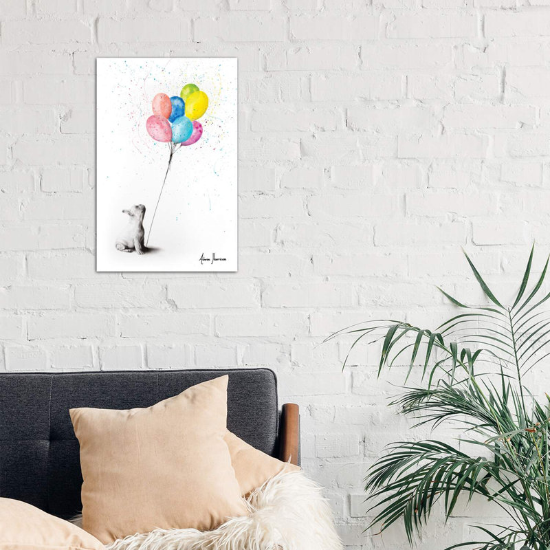 The French Bulldog And The Balloons by Ashvin Harrison - Wrapped Canvas Print, 66.04 cm H x 45.72 cm W x 1.91 cm D
