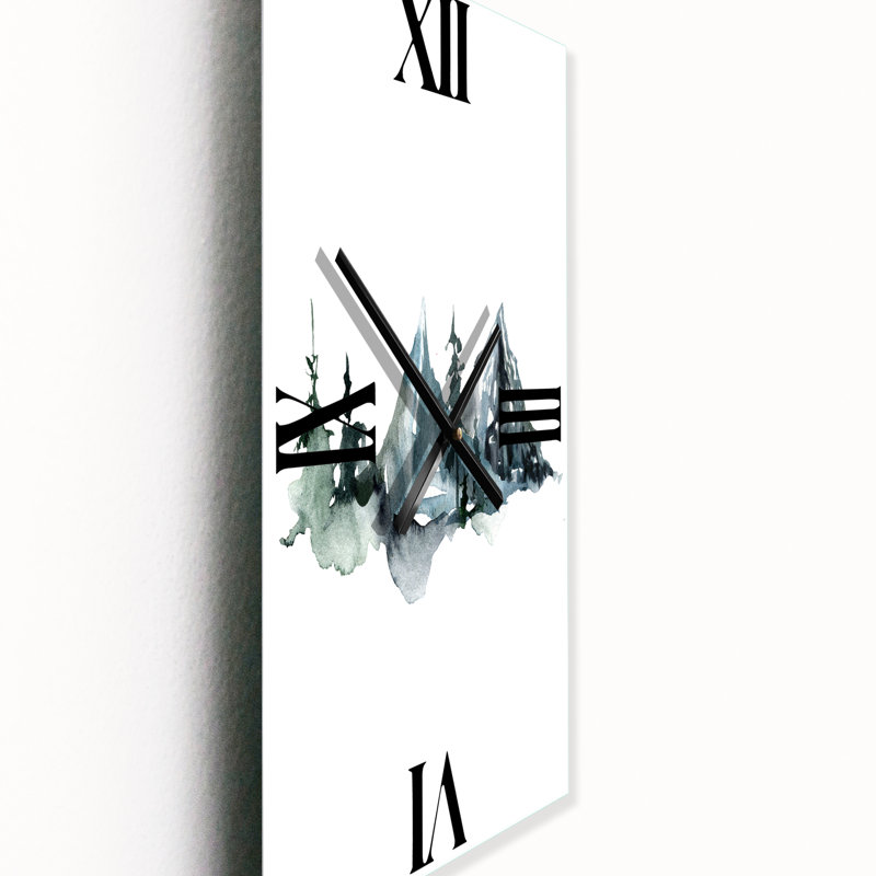 Horloge murale Minimalistic Winter Mountains and Fir Forest III, Grand