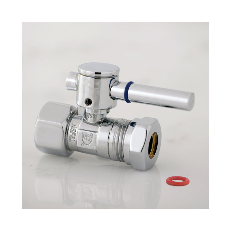 Kingston Brass Concord 1/2-Inch FIP x 1/2 or 7/16-Inch Slip Joint Quarter-Turn Straight Stop Valve, Polished Chrome