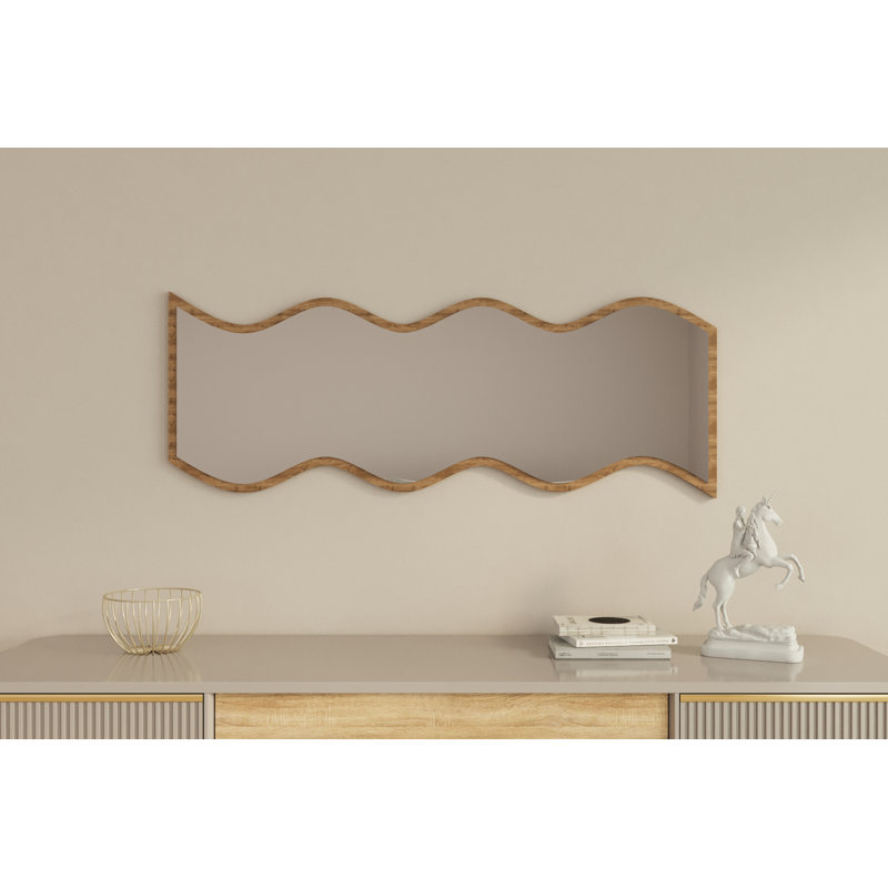 Wavy Wall Mounted Accent Mirror, Brown