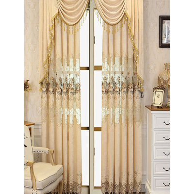 Rideau creux à broderie de salon de haute qualité en chenille Jane, rideau occultant pour la chambre à coucher, 2 pièces