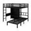 Lit superposé en métal avec bureau pliant, garde-robe à DEL