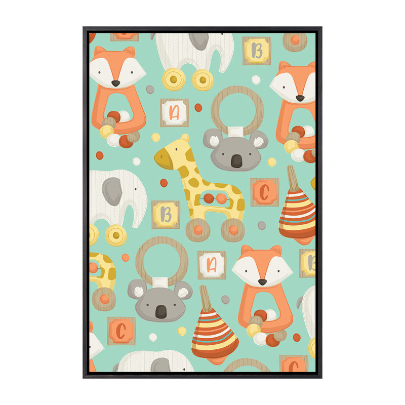 «Playtime» par Dana Saulnier - impression d'art graphique, H 40 po x l 26 po x P 1,5 po, Toile avec cadre noir patiné