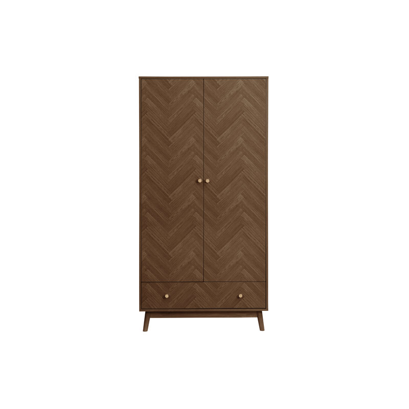 Mardell 2 Door Particle Board Wardrobe, Walnut