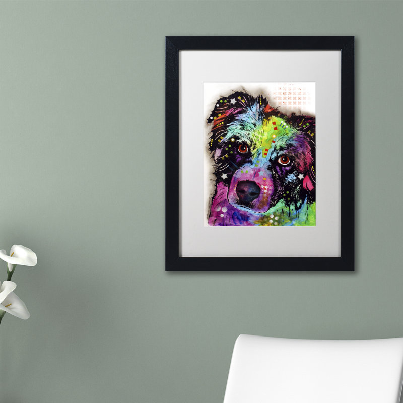 «Aussie», reproduction d'art sur toile encadrée, H 14 po x l 11 po x P 0,5 po, Blanc, Cadre argenté