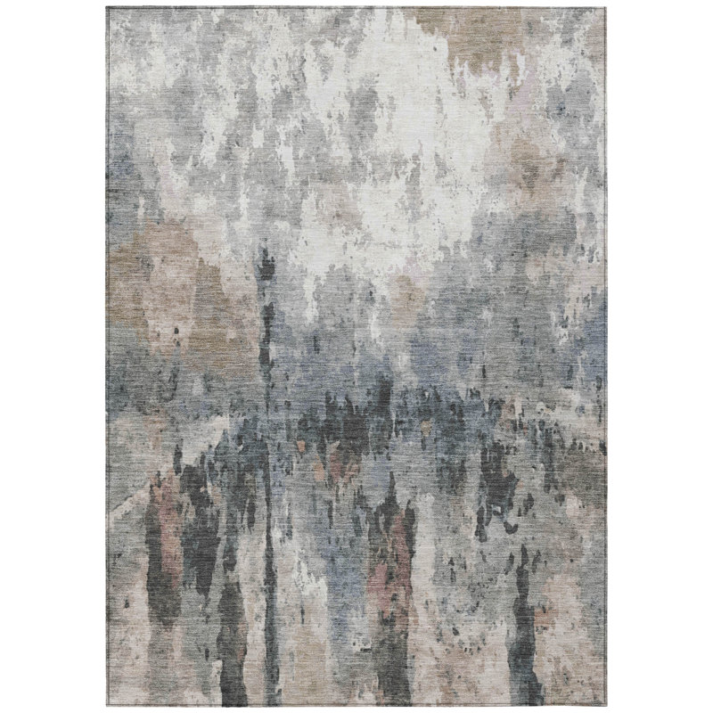 Tapis abstrait intérieur / extérieur lavable à la machine Pablo ACN2284, Rectangle 9 pi x 12 pi