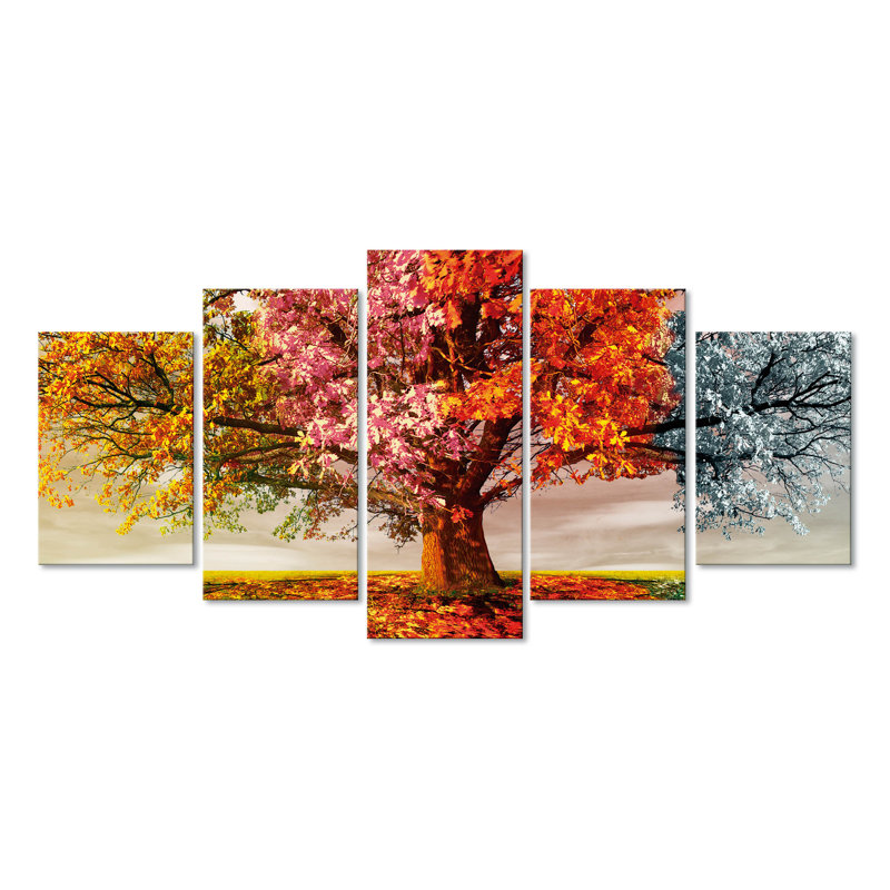 5 Piece No Frame Print on Canvas, 100cm H x 200cm W