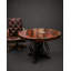 Round Mesquite Dining Table | 72" Solid Wood, Wrought Iron Base, Rustic Ranch Style