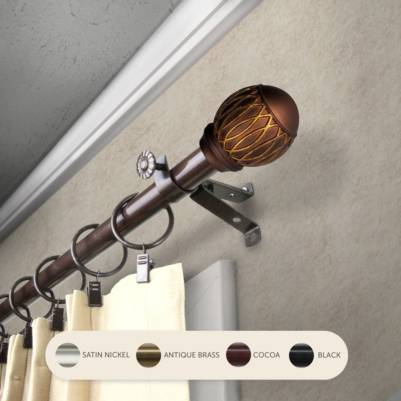 Tringle à rideaux 3/4 po Doughman, Cacao, 120" – 170"